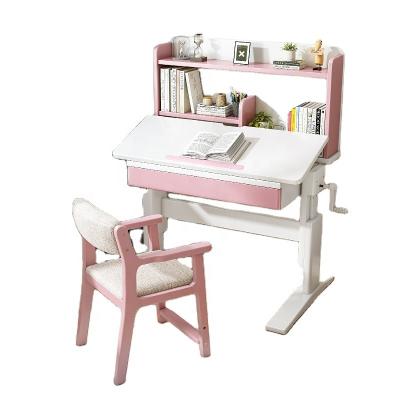 China Environmental Material Simple Design Height Adjustable Kids Desk And Chair White Study Desk For Children for sale