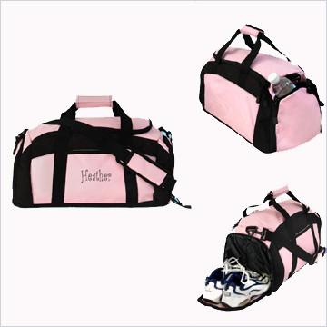 China Pink / Black Portable Ladies 600d Polyester Fabric Gym Customized Sports Bag For Hiking for sale