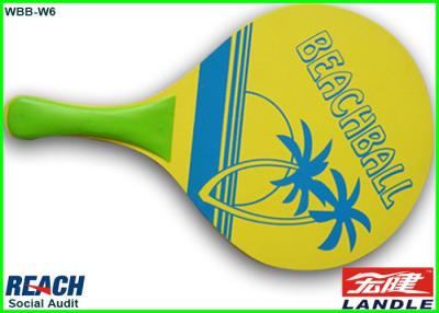 China Custom Shape MDF Poplar Wooden Beach Rackets with Plastic Handle for sale