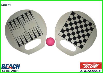 China Short Shape Plywood Wooden Beach Rackets With Chess Game Printed for sale