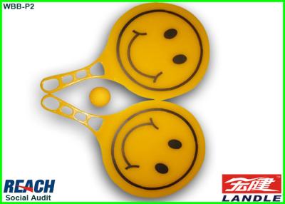 China 4 Holes Child Plastic Beach Racket Paddle Ball Set , Smile Face Design for sale