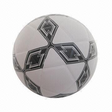 China Black paste-sewn leather soccer ball, customized designs are accepted for sale