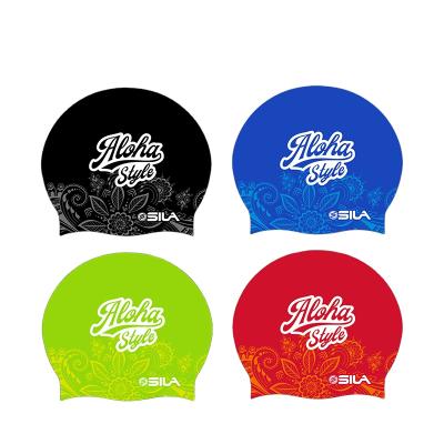 China Custom OEM Swimming Logo Printed Cap Silicone Seamless Swim Cap for sale