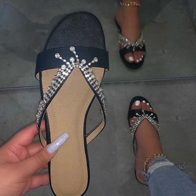 China Damping sexy custom elegant ladies diamond slipper sandals wholesalers for sale