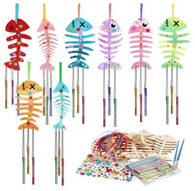 China THUNDER CUT Wind Chime Kit Spring Craft Kits Wooden Arts Fish Wind Chime Ornaments DIY Fish Coloring Craft for sale