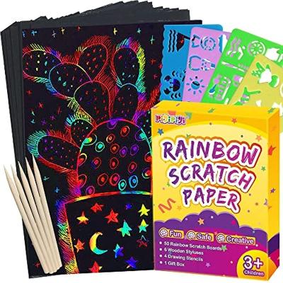 China Paper THUNDER BREAK Scratch Paper Art For Kids Magical Rainbow Scratch Paper Crafts Supplies Lots Pads Sheets Boards for sale