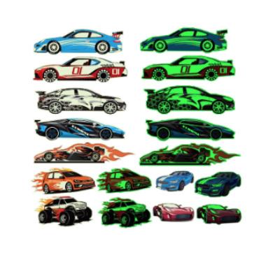 China THUNDER CUT Tattoo Stickers Race Car Temporary Tattoos For Kids, Waterproof Glow In The Dark Cartoon Tattoo Stickers 12 x 7.5 x 1.5cm for sale