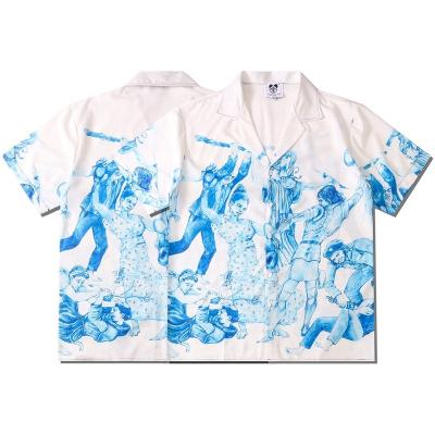 China Factory Price Breathable Wholesale Mens Summer Vintage Shirt Street Fashion Hawaiian Shirt Short Sleeve for sale