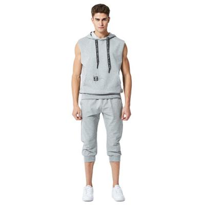 China Men's Breathable Tracksuit Sleeveless Gray Hoodie Shorts Suit Men's Jogging Tracksuit Men's Short Sleeve Suit for sale