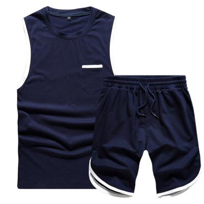 China Breathable Wholesale Custom Logo Sleeveless Male Basketball Sets Short Pockets Mens Tracksuits for sale