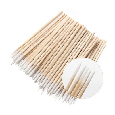 China Microblading Single Head Non-Drop Cotton Swabs Single Wooden Sticks Round Tip Cleaning Cotton Bud for sale