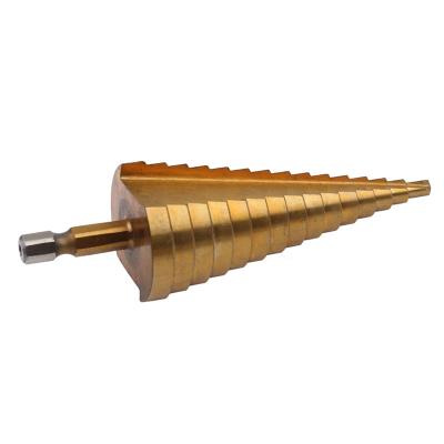 China Titanium Coated Metal Drilling 4-32 Mm HSS Step Drill Bit Drilling Machine Tools For Metal Hole Cutter High Speed ​​Steel Step Cone Wood Drill for sale