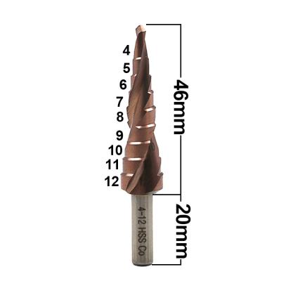 China HSS Co M35 Triangle Handle 4-12MM Spiral Flute Metal Step Cone Drill Bit Stainless Steel Hole Saw Wood Cutter Power Tool JYD-drill-7 for sale