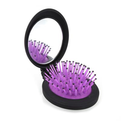 China 1 PC Mini Folding Comb Girls Airbag Foldable Folding Comb Travel Portable Hairbrush With Mirror High Quality for sale