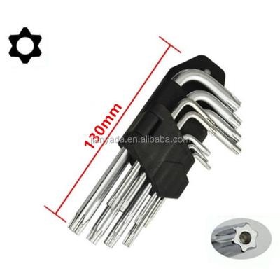 China 9PCS Carbon Steel Hex Wrench with Holes Set Star Head Carbon Steel T10-T50 Allen Socket Torque Spanner Reinforced Hex Key Kit DIY Tools for sale