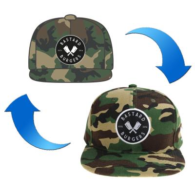 China Hip Hop COMMON Team Plain 6 Panel Camouflage Embroidery Woven Patch Men's Baseball Snapback Hats Caps Custom Logo for sale