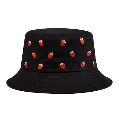 China Wholesale Designer Custom Logo Embroidery Bucket Hats Regular Black Cotton for sale