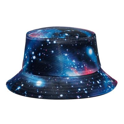 China Fashion Printing Regular Pattern All Over Custom Logo Galaxy Bucket Hat Wholesale Volume for sale