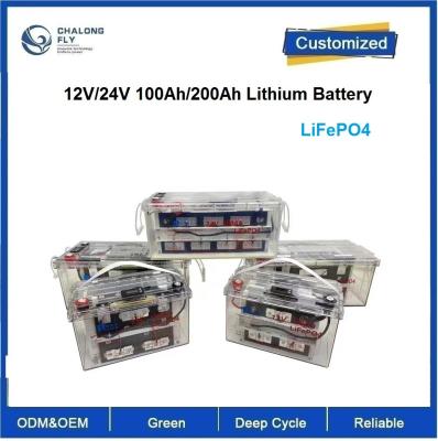 China CLF 12v 24V LiFePO4 Lithium Battery Packs 100ah 200ah With BMS For Solar Energy RV Truck for sale