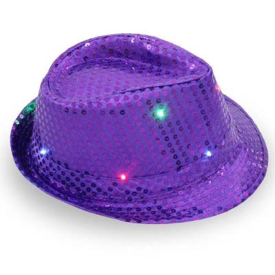 China Newest Character Design Women Christmas Halloween Party Lighting Toys Fashion Jazz Hat Led Sequin Hats for sale