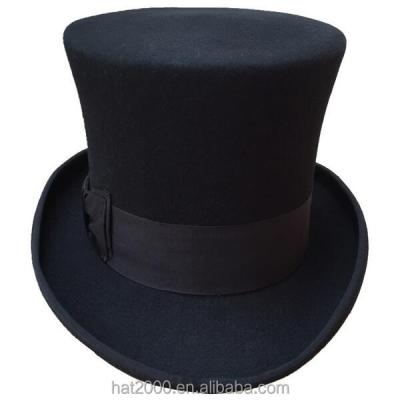 China Wholesale Fashion Plush Wool Felt Black Top Hat Customized Size Wool Felt Top Hat for sale