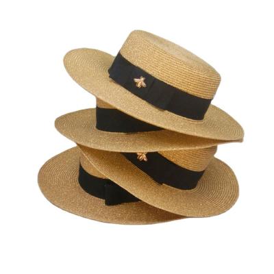 China Summer Straw Women Wide Brim Flat Sun Beach Top Sombreros Eco-Friendly Hat Eco-Friendly Raw Material Straw Hat Unisex Hat for sale