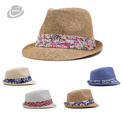 China Children Straw Hat Girls Beach Hat Sun Hat Baby Summer Flower Hats New Children's Character Lovely for sale