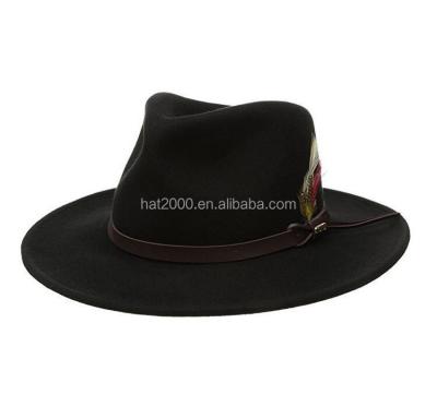 China 2020 hot sale plush plush wide brim felt cowboy hat with band wool felt hat leather hat for sale