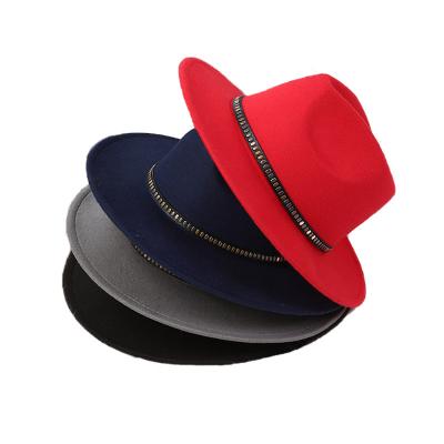 China Other Other British Classic Wide Brim Felted Leather Hat Women Men Fedora Church Hats Women Men Ribbon Band Fascinator Brim British Winter Stylish Hats for sale