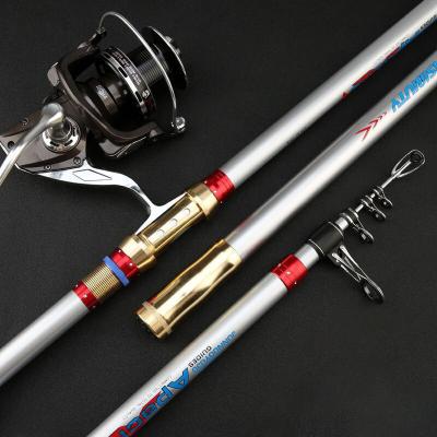 China Carbon 2.7-5.4m Telescopic Fishing Rod and Reel Wheel Portable Travel Fishing Rod Spinning Fishing Rod Combo for sale