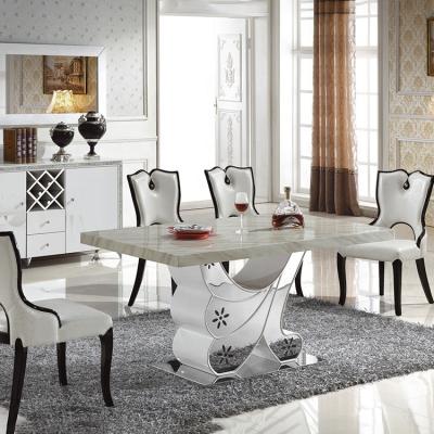 China . Luxury style modern square marble table dining table set with 6 seat restaurant stone table set dining room furniture for sale