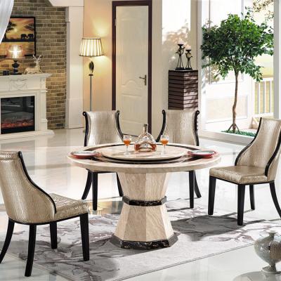 China . Luxury style modern round tables dining table set with 6 seats restaurant marble table set dining room furniture for sale