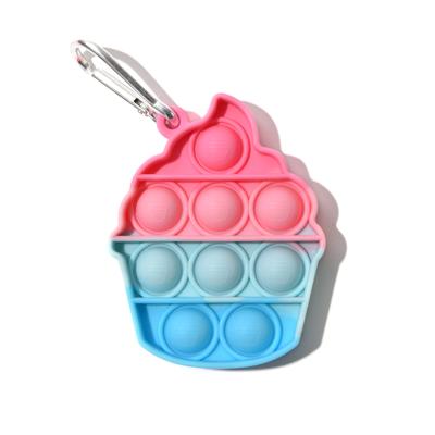 China Extrusion Multicolor Cute Silicone Cute Ice Cream Reliever Cope Stress Bubble Push Restless Person Toy Sensory Calendar for sale