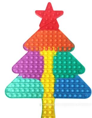 China New Reliever Extrusion Christmas Tree Gift Push Noise Bubble Bouncing Sensory Toy Wholesale Bouncing Person Toys for sale