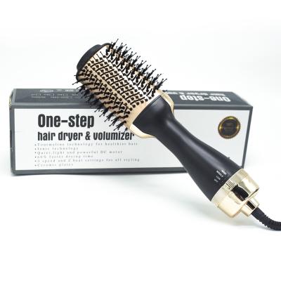 China Salon One Step Blow Volumizing Hair Dryer Comb Hot Air Cold Wind Styler Ionic Straightening Brush 2 in 1 Curling Tool Dropshipping for sale