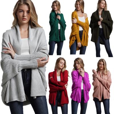 China New Style Anti-Wrinkle Women's Cardigan Sweater Bat Wing Sleeves Oversized 100% Acrylic Women's Winter Sweater Cardigan Coat for sale