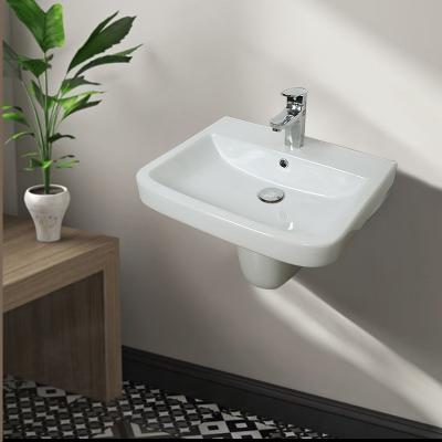 China Modern Pedestal Wash Basin Half Sink Modern White Freestanding Wash Basin Hand Wash Basin for sale