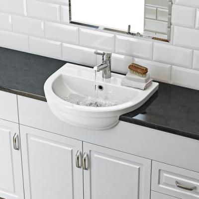 China Modern Western Ceramic Basin Bathroom Cabinett Easy Cleaning Over-the-Counter Bathroom Ceramic Wash Basins for sale