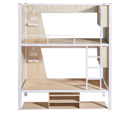 China Bookcase headboard boutique company apartment bed staff dormitory double layer iron bed student size canopy bed for sale