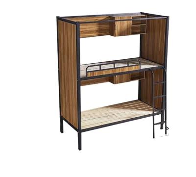 China Bookcase headboard upper and college student lower dorm staff iron frame bunk apartment small bunk bed for sale