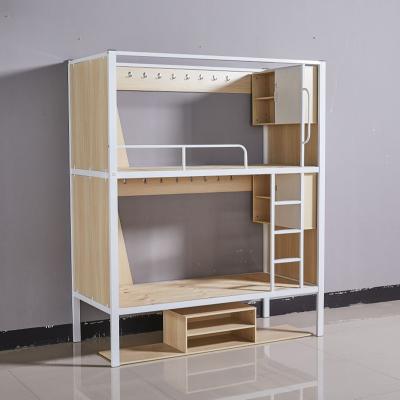 China Latest Manufacturer's Bed Wooden Bunk Beds Dormitory School Furniture Double Bookcase Headboard for sale