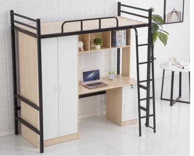 China Modern School Dorm Furniture Adults Metal Loft Bed With Desk for sale