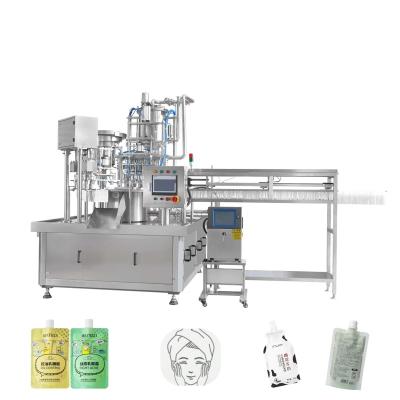 China Food Clay Moisturizer Cleansing Water Spout Cosmetic Blue Pouch Filling Capping Machine for sale