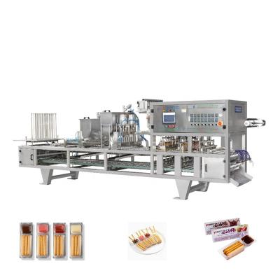 China Food Full Automatic Plastic Cup Filling Sealing Machine For Cookie Ball Cup Cookie Stick Jam Dip Cup for sale