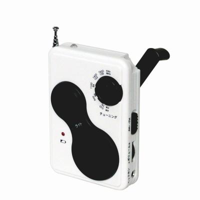 China Mini PORTABLE AM/FM radio with LED flashlight and wind and dynamo power pocket radio and LED emergency flashlight for sale