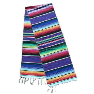 China Indian Style Stripe Village CIA Rainbow Blanket American Style Woven Cotton Color Table Mexican Table Flag Tassel Blanket for sale