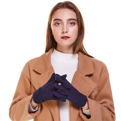 China New winter style cashmere knitted gloves ladies jacquard touch screen fashion cute winter gloves for sale