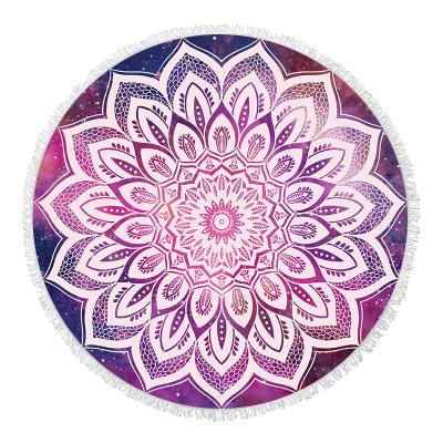 China Child Safe Accept Custom Mandatura Absorbent Double Sided Printed Round Beach Towel Microfiber Round Bath Towel for sale