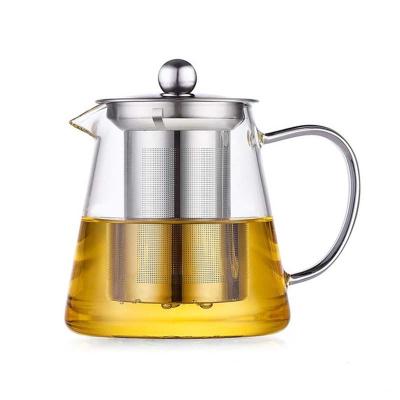 China WITH LID high borosilicate heat resistant glass teapot with handle stainless steel lid cheap wholesale for sale