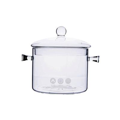 China Viable Wholesale Kitchen Cookware Large Size Transparent Clear Pyrex Glass Cooking Pot for sale